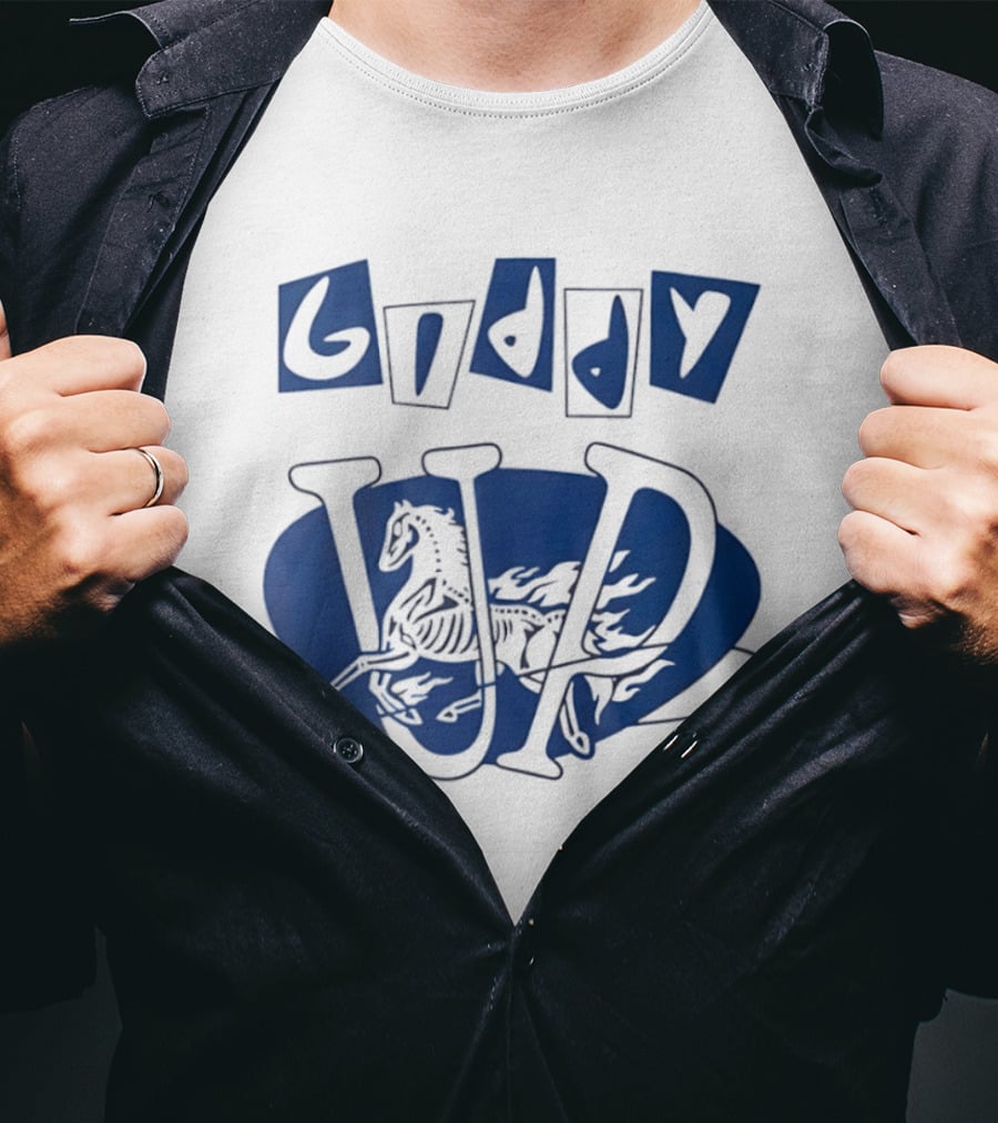 Giddy Up Horse Skeleton Vivid Lettering T-Shirt