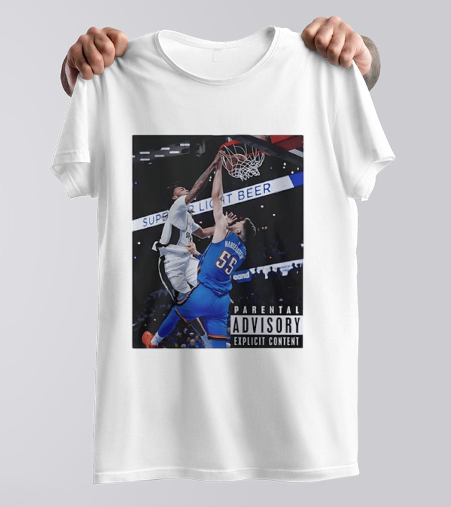 Parental Advisory Explicit Content Dunk Contest New York Knicks Mitchell Robinson Basketball Photo T-Shirt