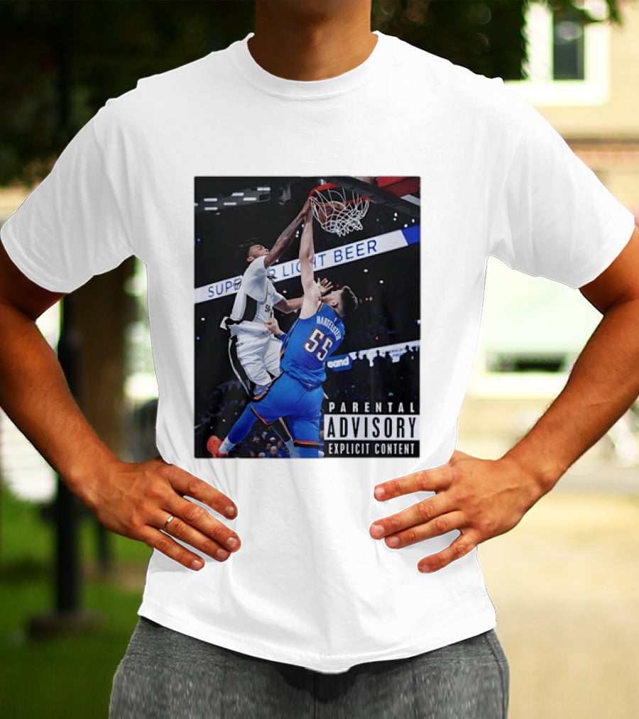 Parental Advisory Explicit Content Dunk Contest New York Knicks Mitchell Robinson Basketball Photo T-Shirt