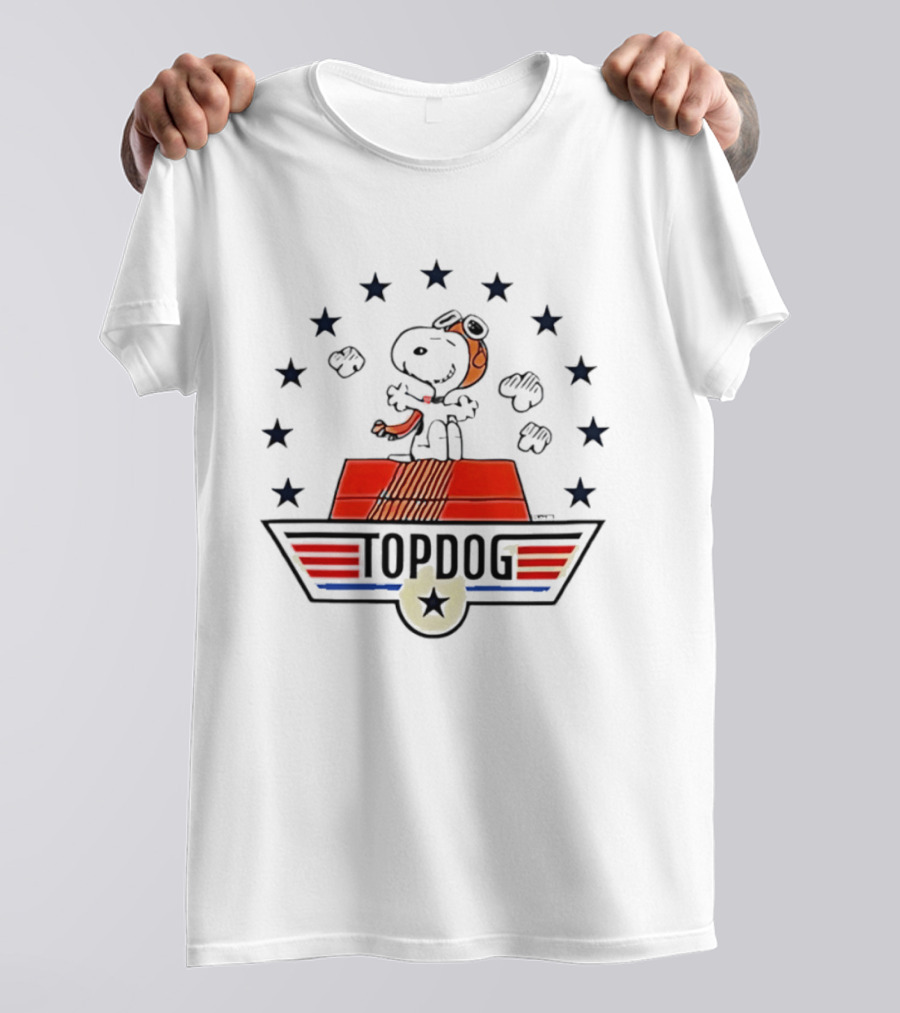 Snoopy Top Dog Stars Aviator Scarf And Goggles T-Shirt