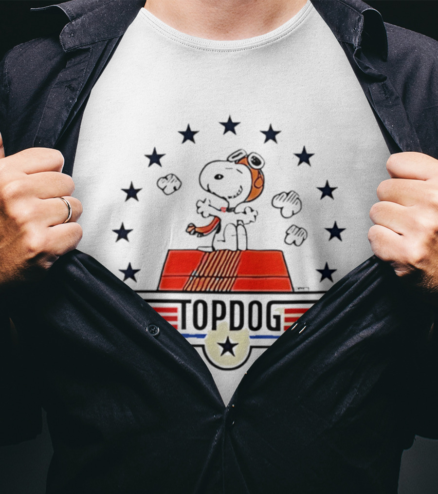 Snoopy Top Dog Stars Aviator Scarf And Goggles T-Shirt