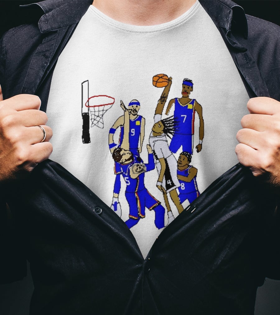 Stephon Castle Dunk Basketball Blue Team Number 4 Drawing T-Shirt