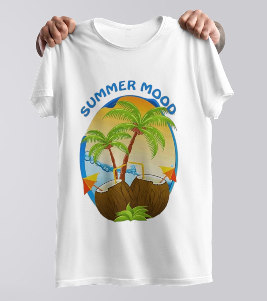 Summer Mood Tropical Palm And Coconut Drink Fiesta T-Shirt
