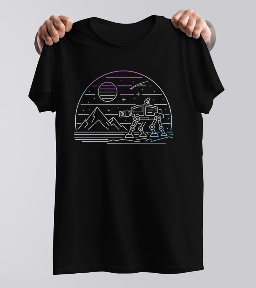 AT AT Walker Hoth Retro Sci Fi Landscape Scene T-Shirt