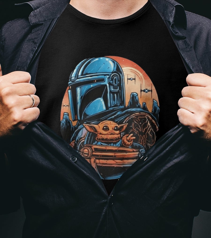 Din Djarin And Grogu Mandalorian Saga Rise Against The Empire T-Shirt