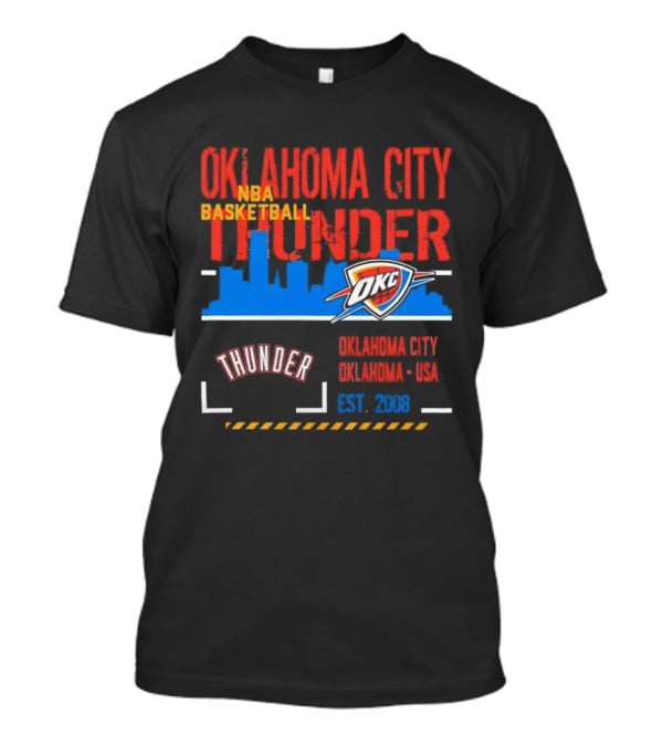 Oklahoma City Thunder NBA Basketball Skyline OKC Est 2008 T-Shirt