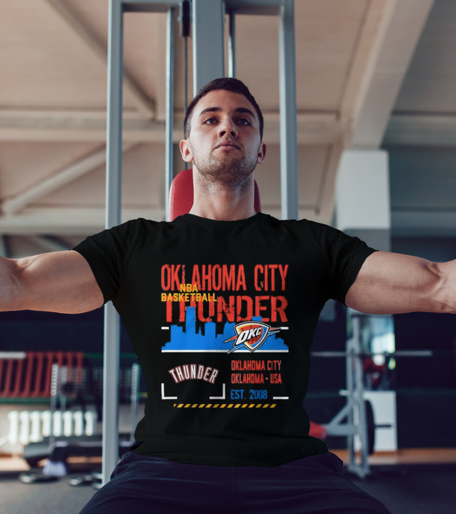 Oklahoma City Thunder NBA Basketball Skyline OKC Est 2008 T-Shirt