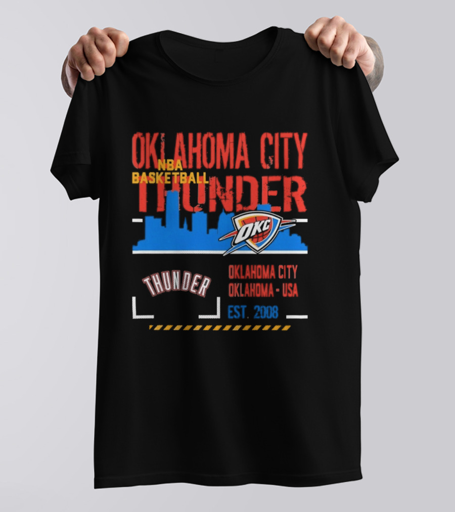 Oklahoma City Thunder NBA Basketball Skyline OKC Est 2008 T-Shirt