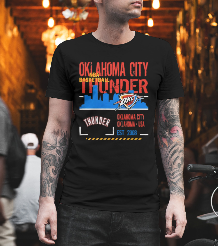 Oklahoma City Thunder NBA Basketball Skyline OKC Est 2008 T-Shirt