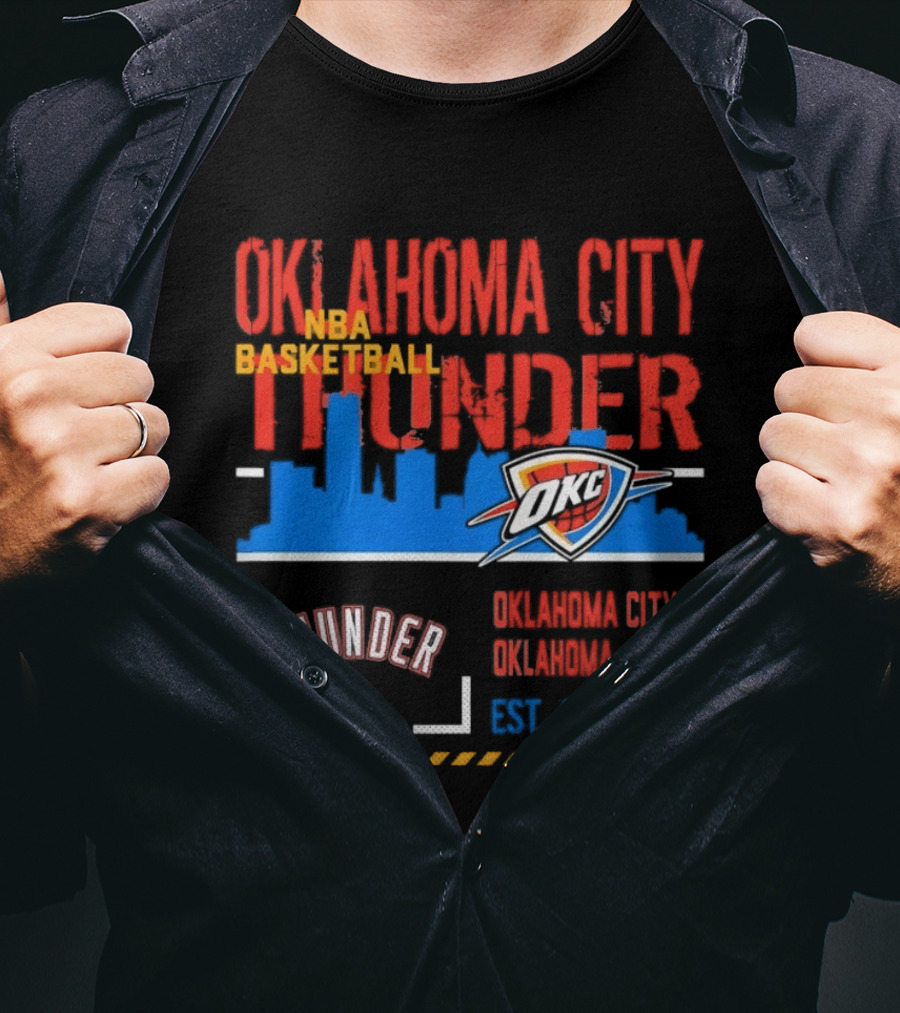 Oklahoma City Thunder NBA Basketball Skyline OKC Est 2008 T-Shirt
