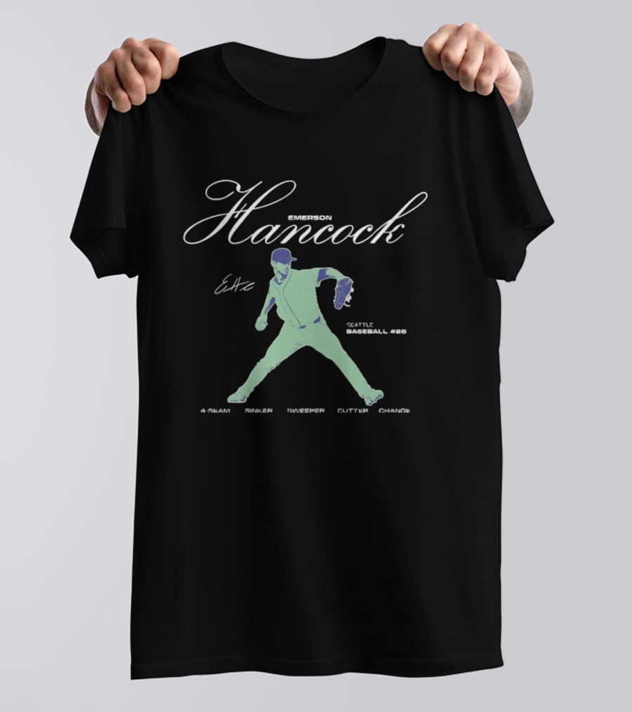 Emerson Hancock Seattle Baseball 4 Seam Sinker Slider Cutter Changeup T-Shirt