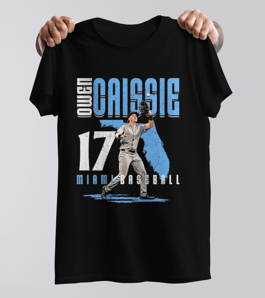 Owen Caissie 17 Miami Baseball Florida Map T-Shirt