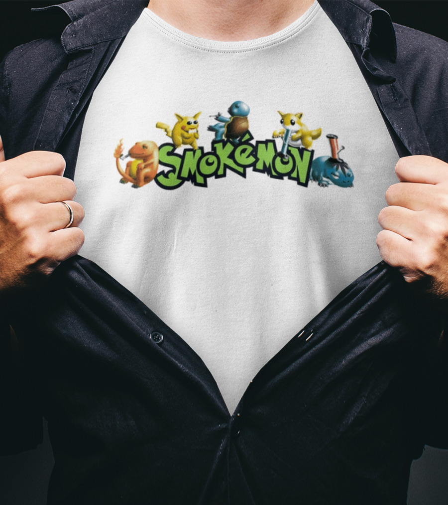 Smokémon Pikachu Squirtle Charmander Bulbasaur Pokémon Characters T-Shirt