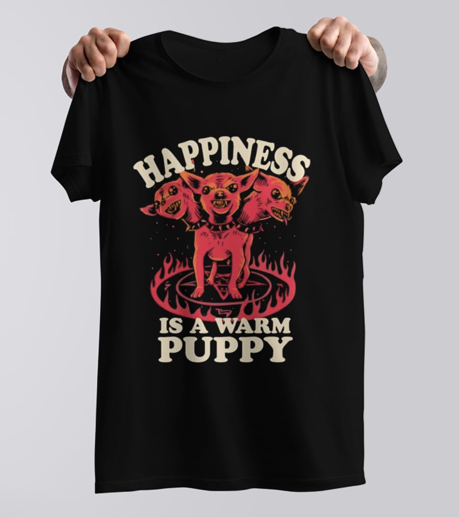Happiness Is A Warm Three Headed Puppy Cerberus Greek Mythology T-Shirt
