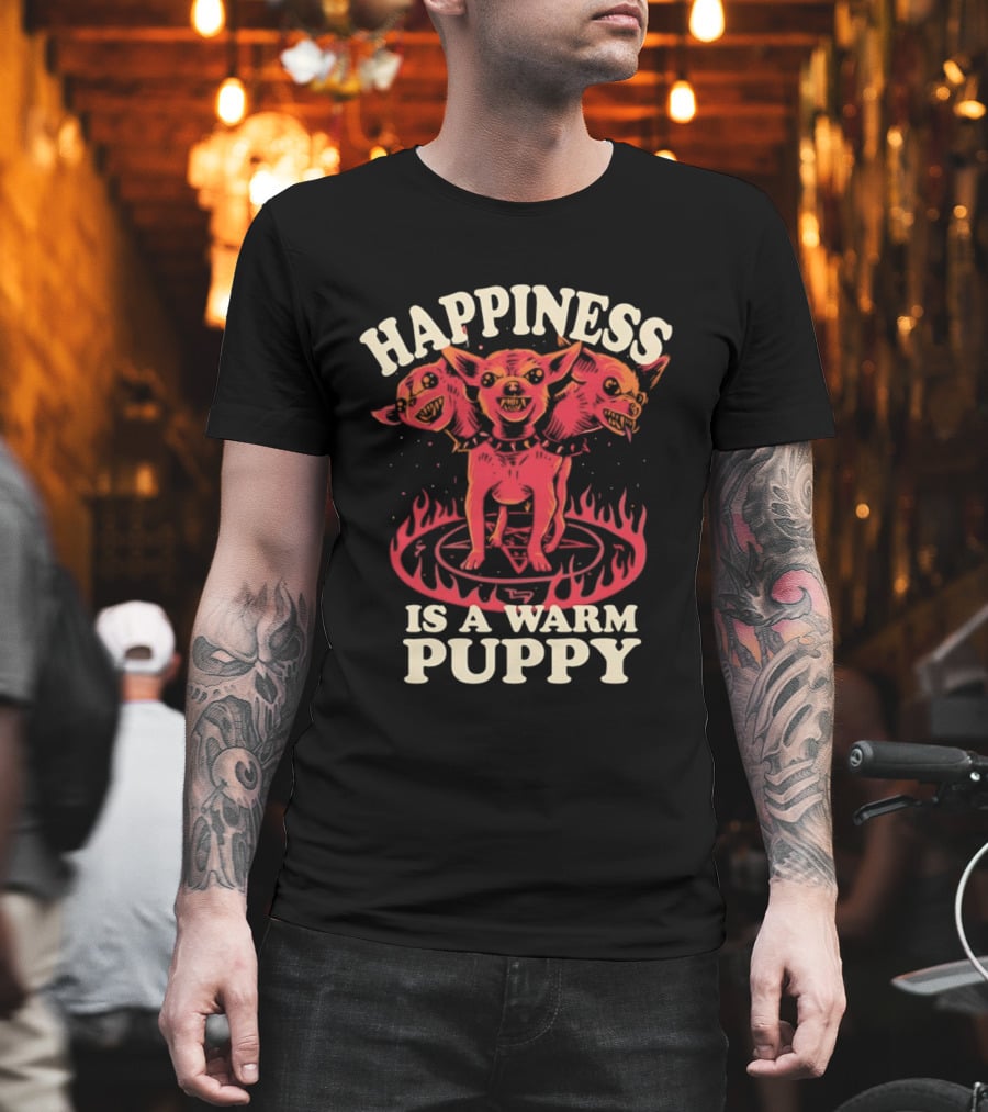 Happiness Is A Warm Three Headed Puppy Cerberus Greek Mythology T-Shirt