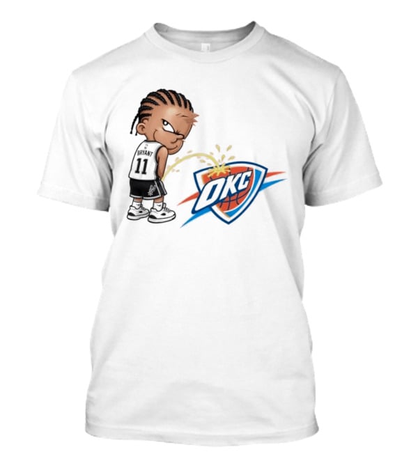 San Antonio Spurs Carter Bryant Peeing On OKC Thunder Caricature T-Shirt