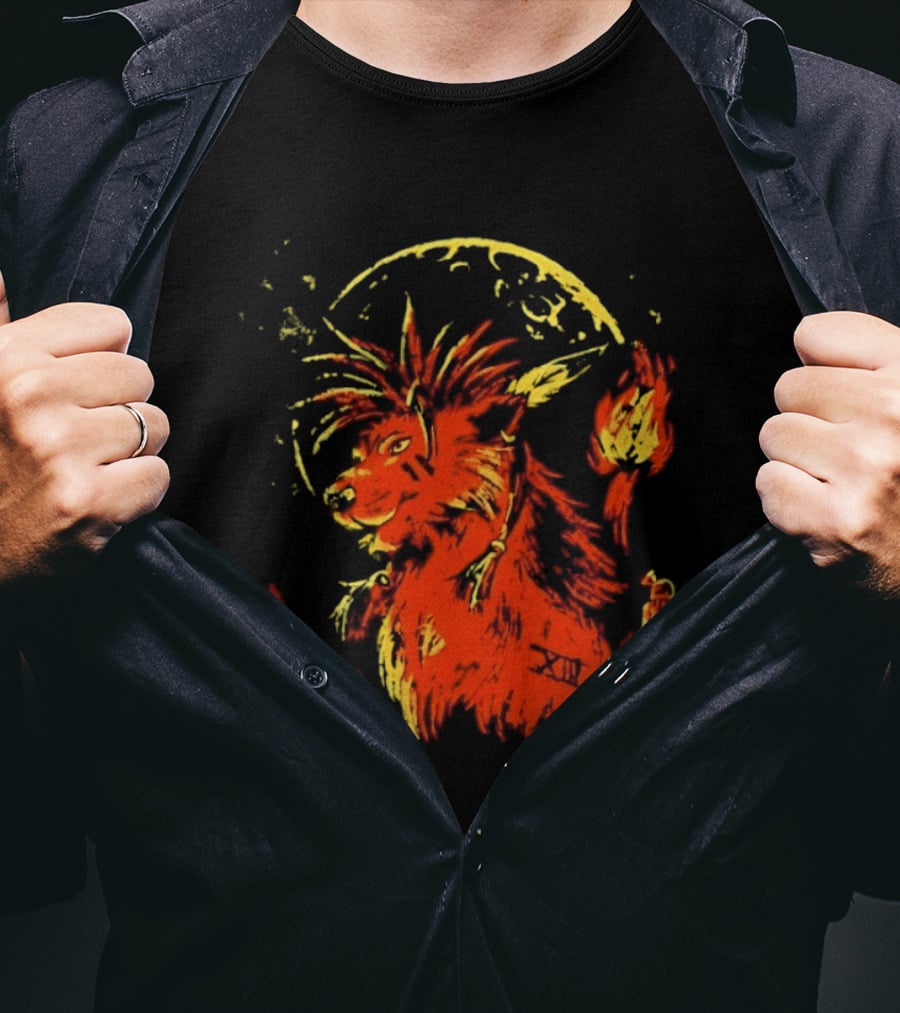 Red XIII Final Fantasy Guardian Of The Canyon Moonlit Fire Aura T-Shirt