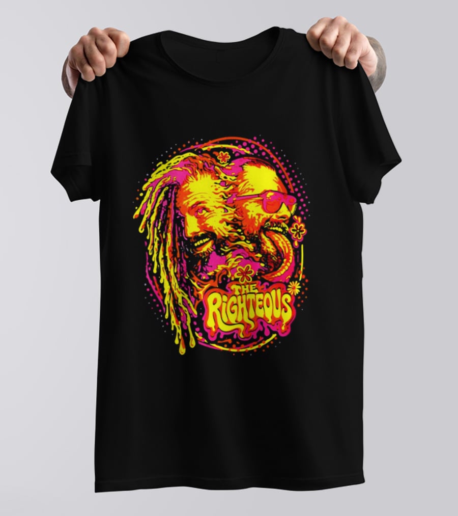 TNA Wrestling The Righteous Psychedelic Tie Dye Art With Sunglasses And Flowers T-Shirt