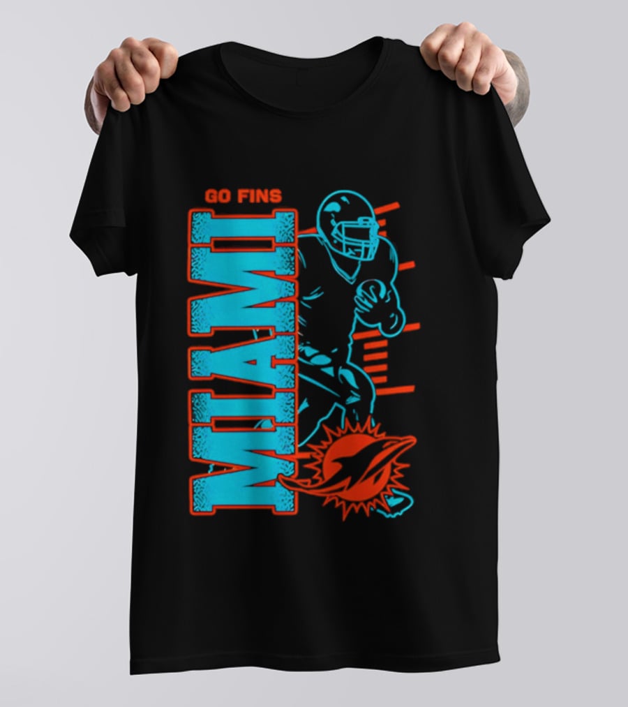 Miami Dolphins Go Fins Football Player T-Shirt