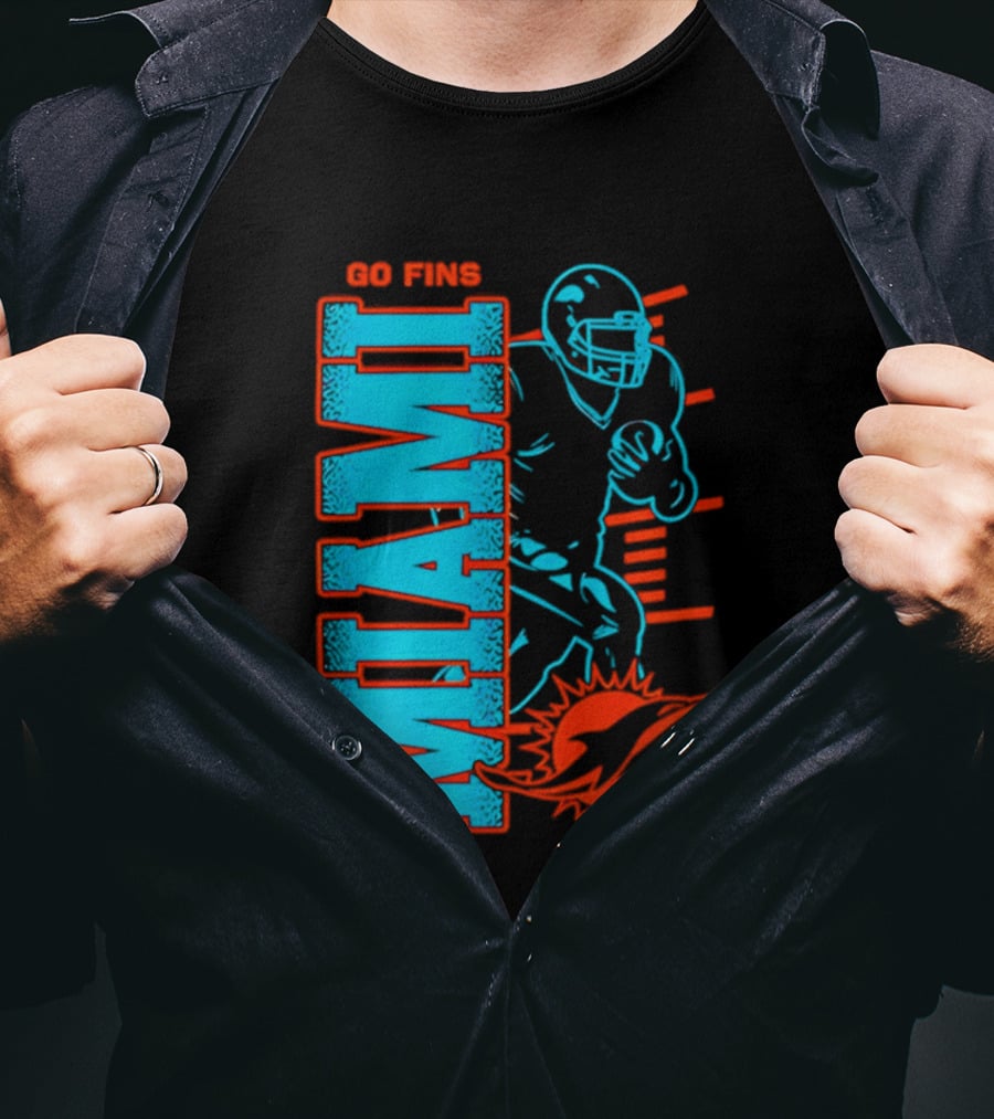 Miami Dolphins Go Fins Football Player T-Shirt