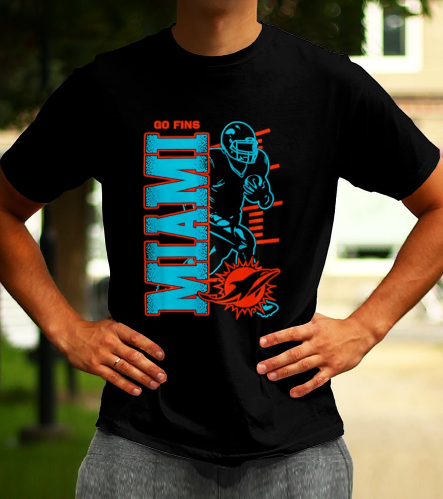 Miami Dolphins Go Fins Football Player T-Shirt