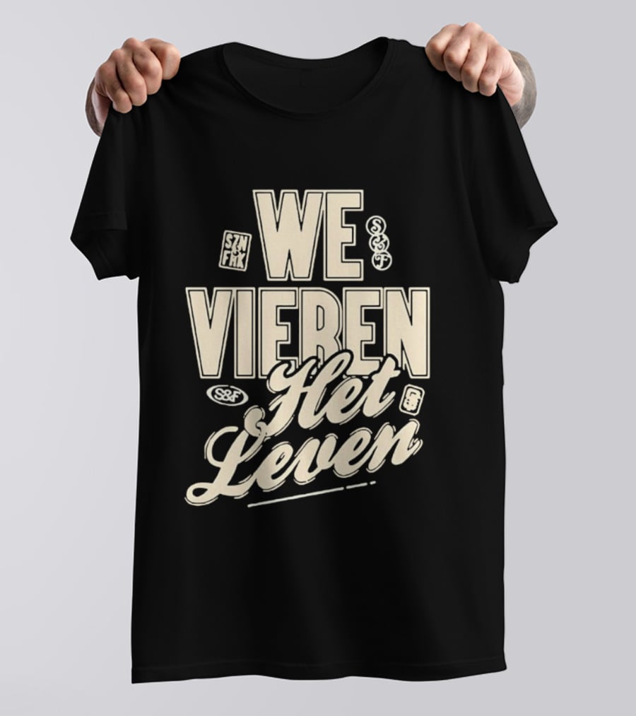 We Vieren Het Leven Tekst Stijl Met Bubbels En Sterren T-Shirt