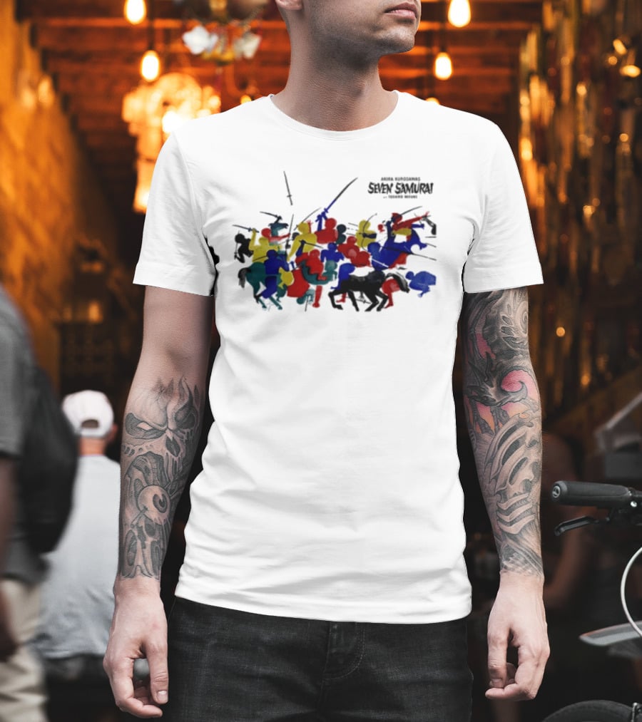 Andafterthat Akira Kurosawa Seven Samurai Painted Battle Scene T-Shirt