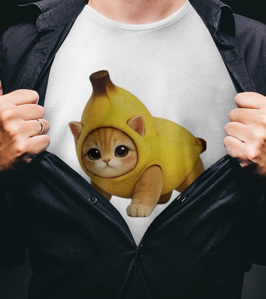 Banana Kitty Cute Cat In Fruit Costume T-Shirt