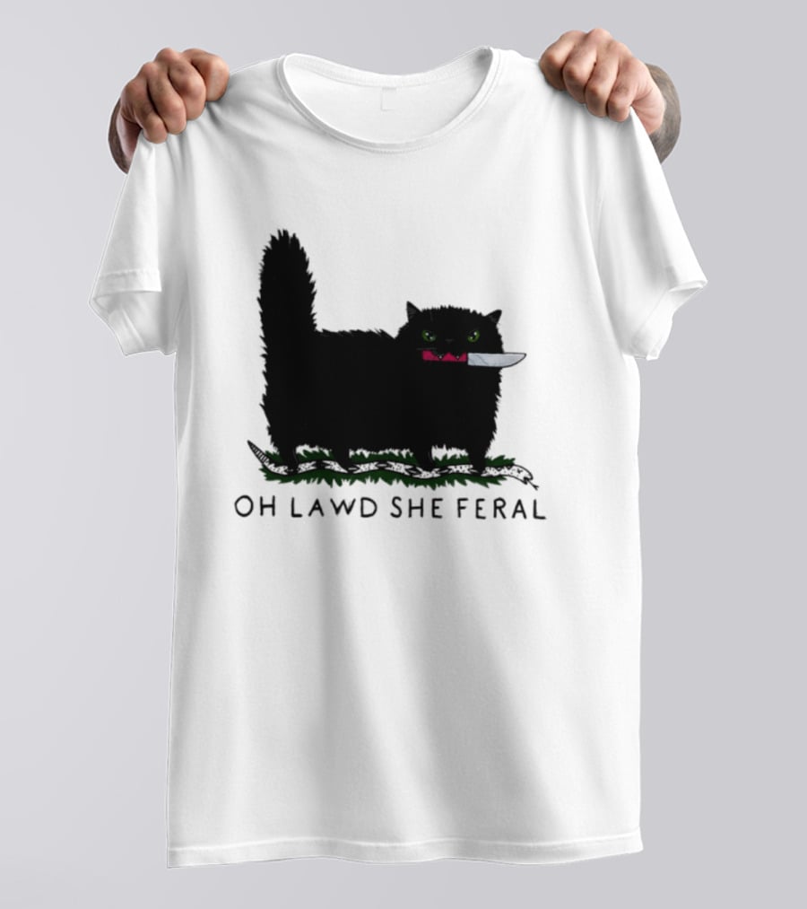 Oh Lawd She Feral Cat Knife Snake T-Shirt