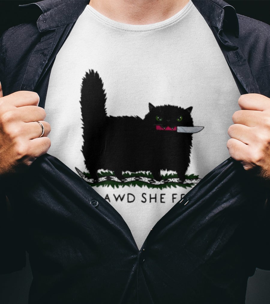 Oh Lawd She Feral Cat Knife Snake T-Shirt