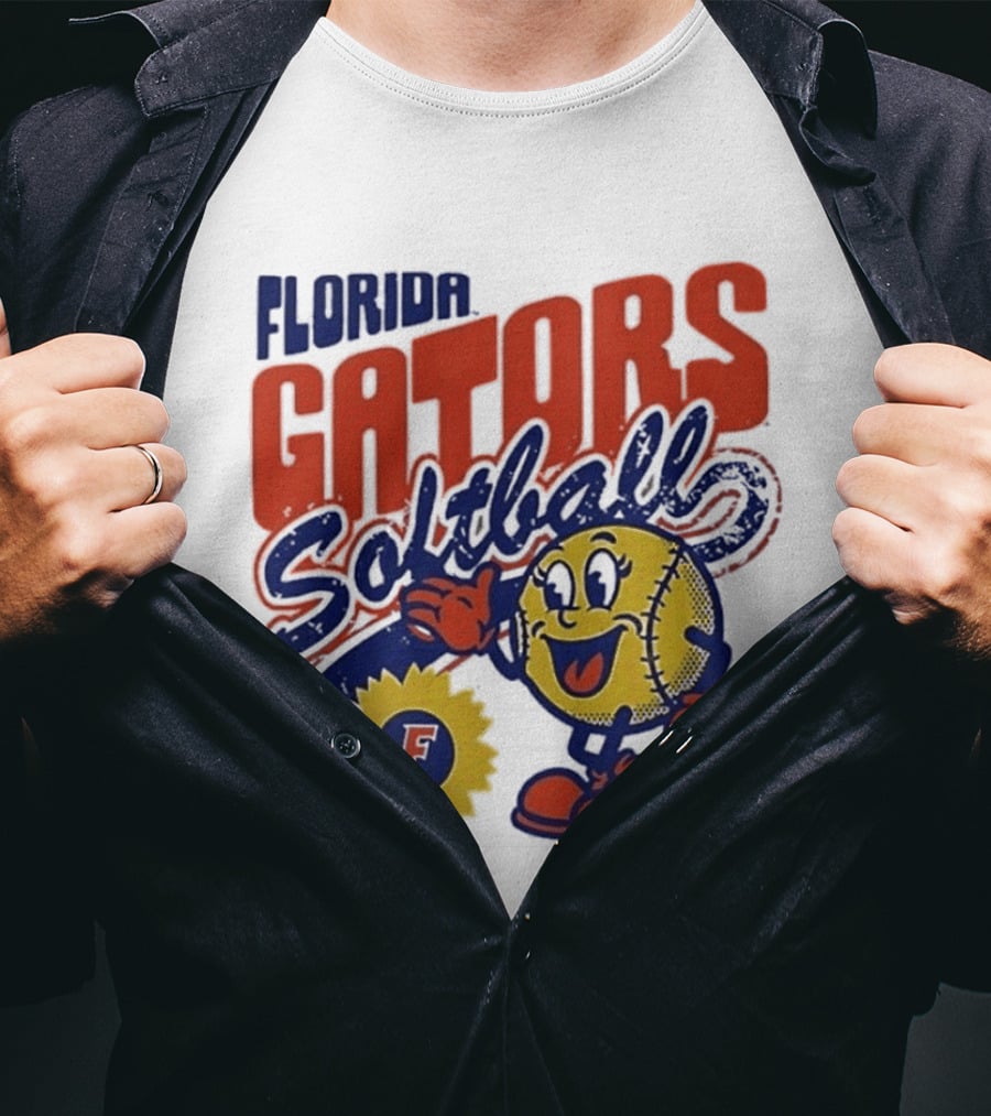Florida Gators Softball Sunflower Vintage Cartoon Baseball T-Shirt