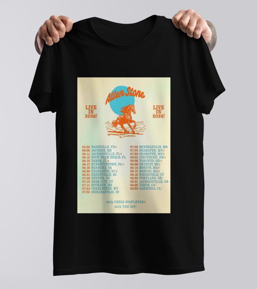 Allen Stone Live In 2026 Tour Dates With Chris Stapleton And The Dip T-Shirt