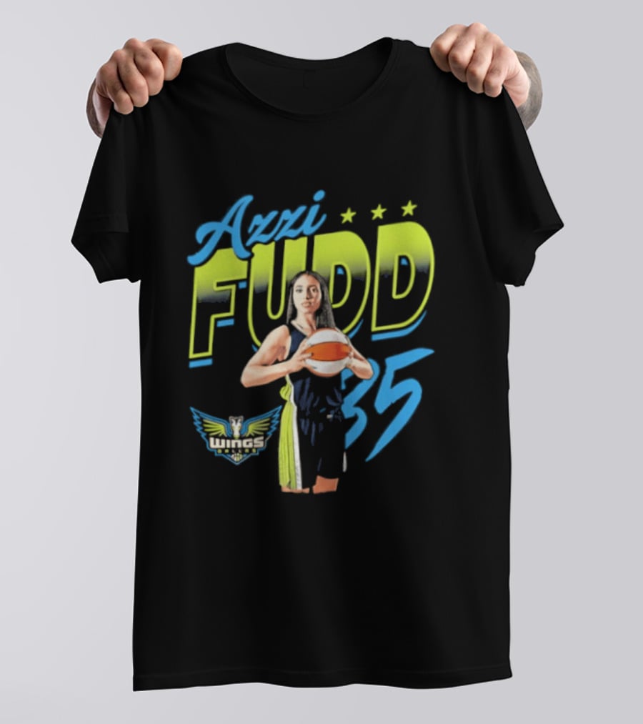 Azzi Fudd 35 Dallas Wings WNBA Player Pose With Stars And Wings T-Shirt