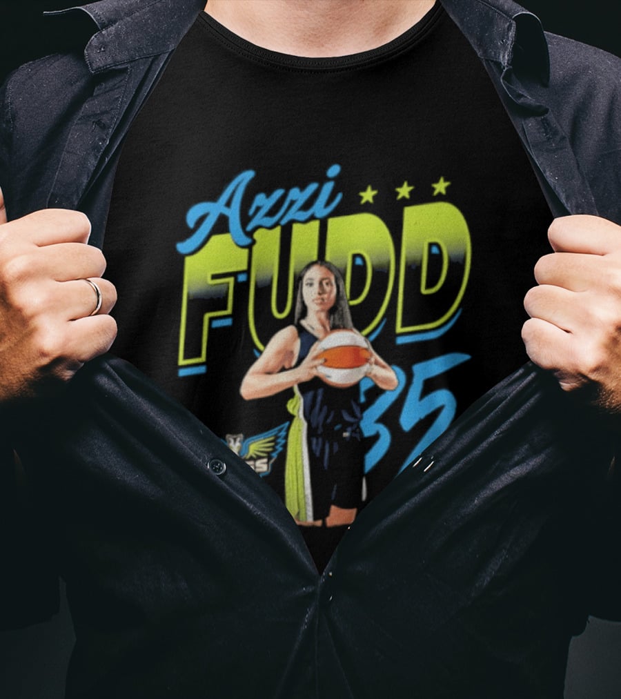 Azzi Fudd 35 Dallas Wings WNBA Player Pose With Stars And Wings T-Shirt