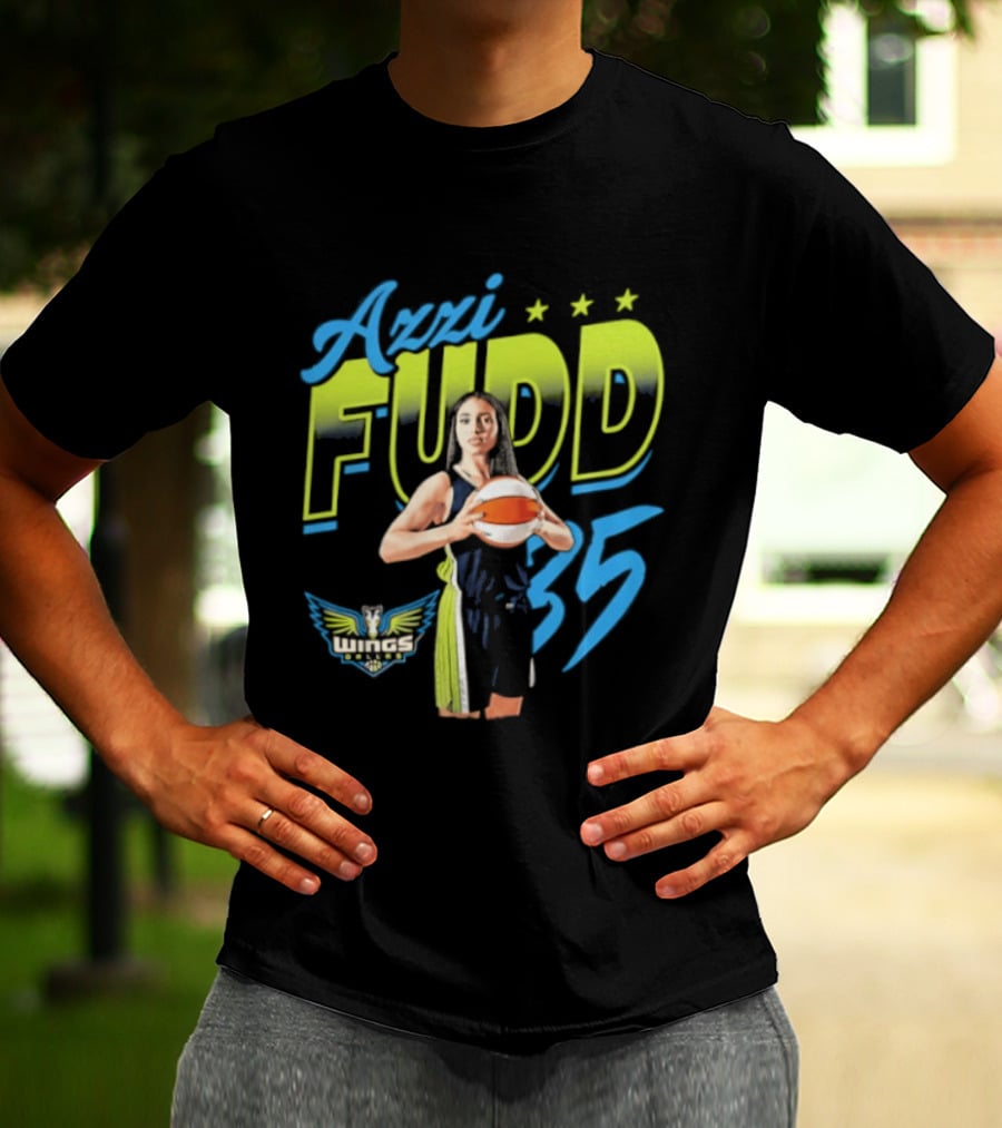 Azzi Fudd 35 Dallas Wings WNBA Player Pose With Stars And Wings T-Shirt
