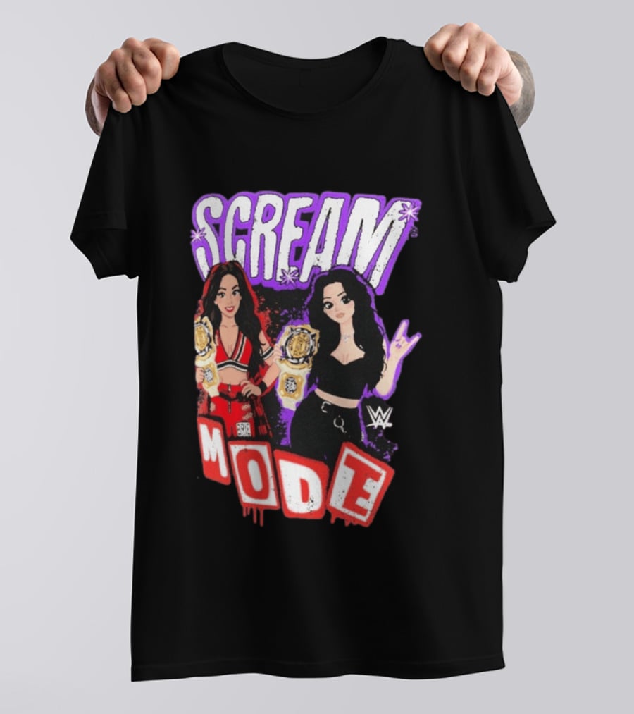 Scream Mode Paige Vs Brie Bella Cartoon WWE Champions T-Shirt