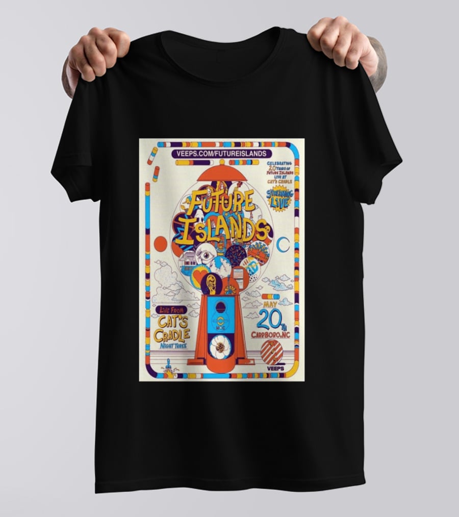 Future Islands Live At Cat's Cradle Carrboro NC May 20 Celebrating 20 Years Streaming Veeps T-Shirt