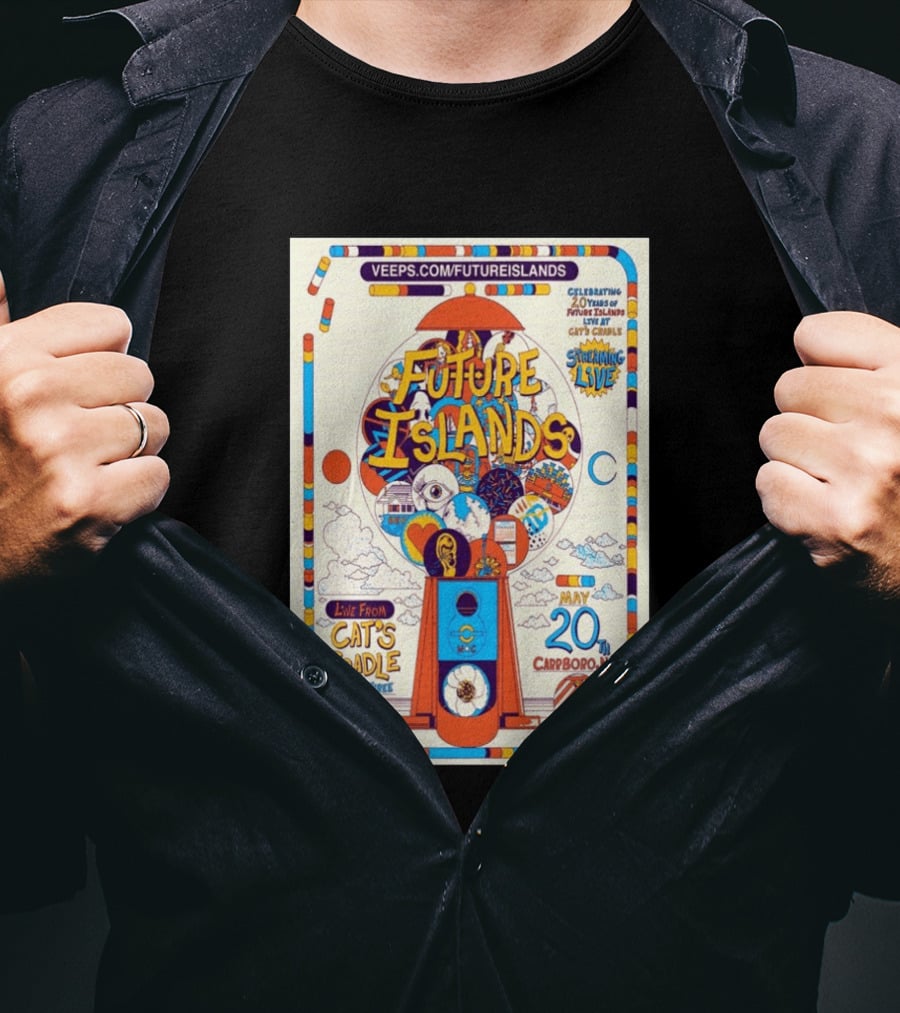 Future Islands Live At Cat's Cradle Carrboro NC May 20 Celebrating 20 Years Streaming Veeps T-Shirt