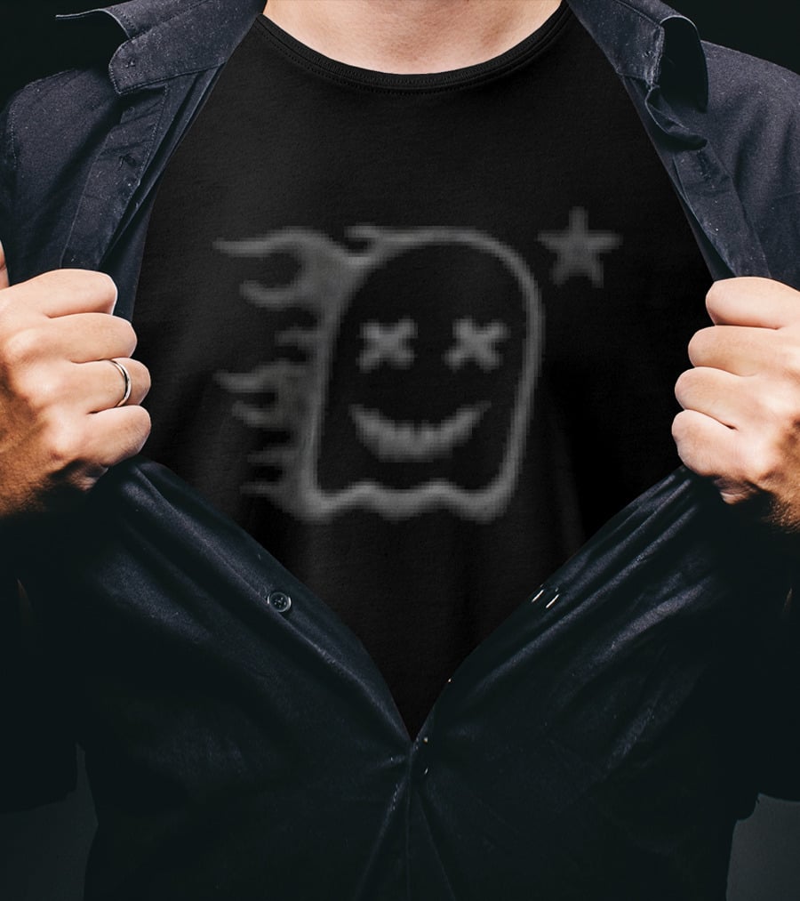 Ghost Racing Y2K Star Face With Flames T-Shirt