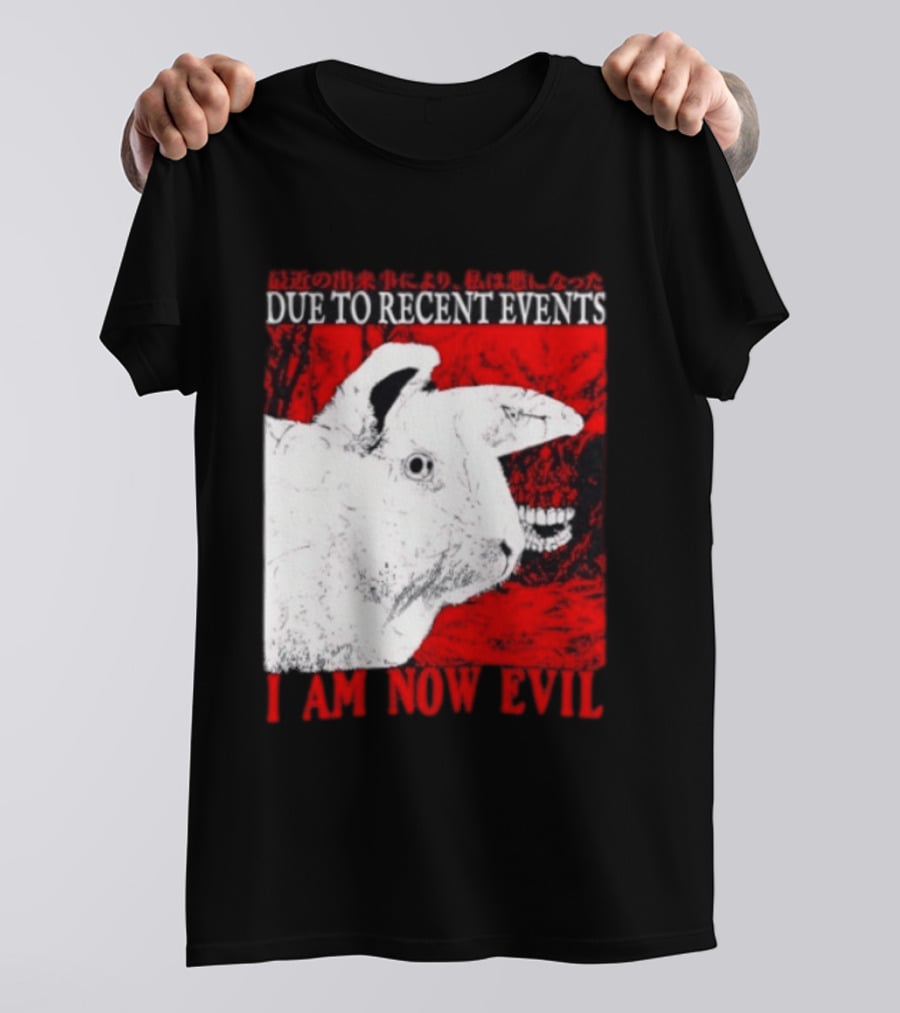 Rabbit Due To Recent Events I Am Now Evil Creepy Red T-Shirt
