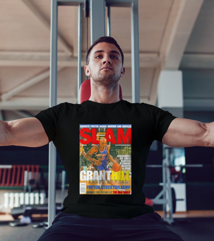SLAM Granthill Keeps It Real Payton Stockton Kemp Pistons Basketball NBA Finals Hakeem Drexler T-Shirt