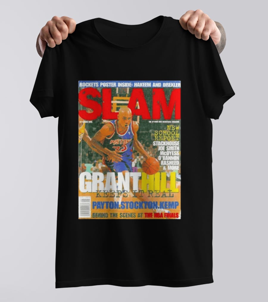 SLAM Granthill Keeps It Real Payton Stockton Kemp Pistons Basketball NBA Finals Hakeem Drexler T-Shirt