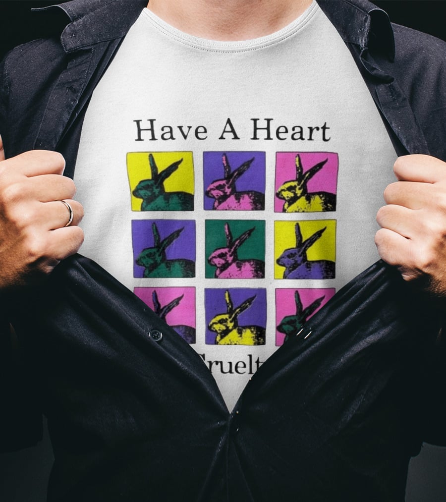 Have A Heart Buy Cruelty Free Rabbits Pop Art Style Iconic Colorful Blocks T-Shirt