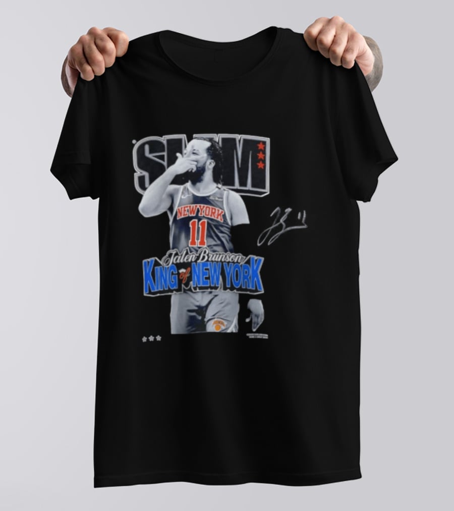 Slam Jalen Brunson King Of New York Knicks 11 Autographed Cover T-Shirt