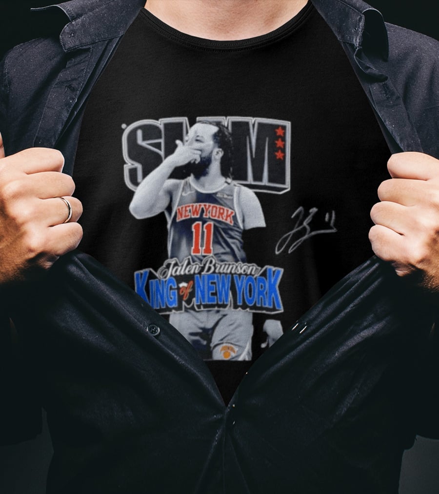 Slam Jalen Brunson King Of New York Knicks 11 Autographed Cover T-Shirt