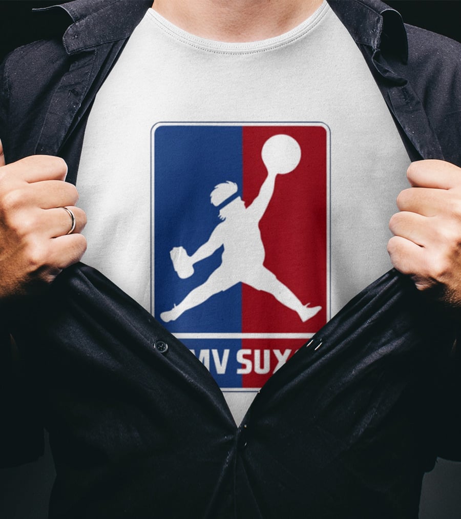 JMV SUXS MLB Jumpman Overweight Baseball Pitcher T-Shirt
