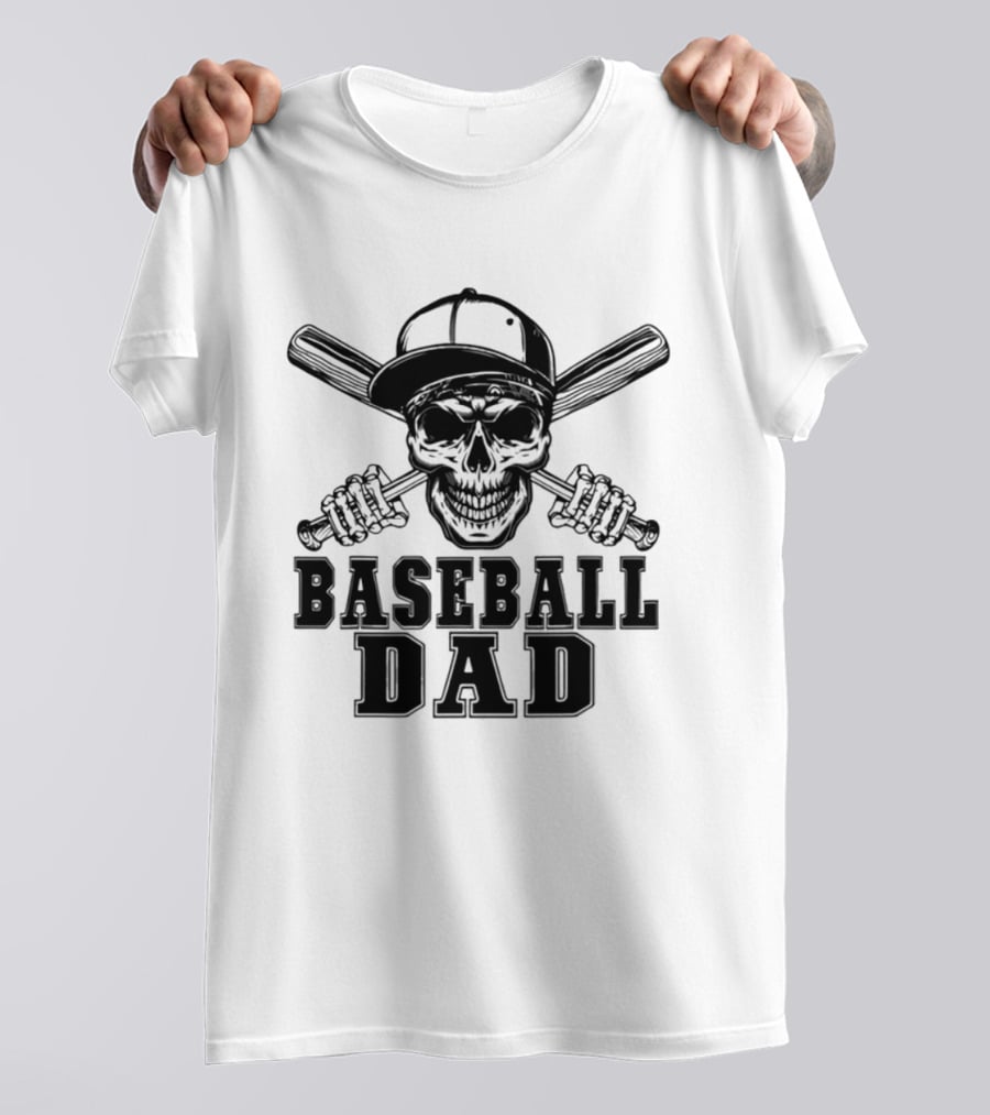 Baseball Dad Skull With Cap And Bats T-Shirt