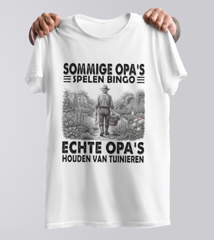 Sommige Opa's Spelen Bingo Echte Opa's Houden Van Tuinieren Tuinman Silhouet Achtergrond T-Shirt