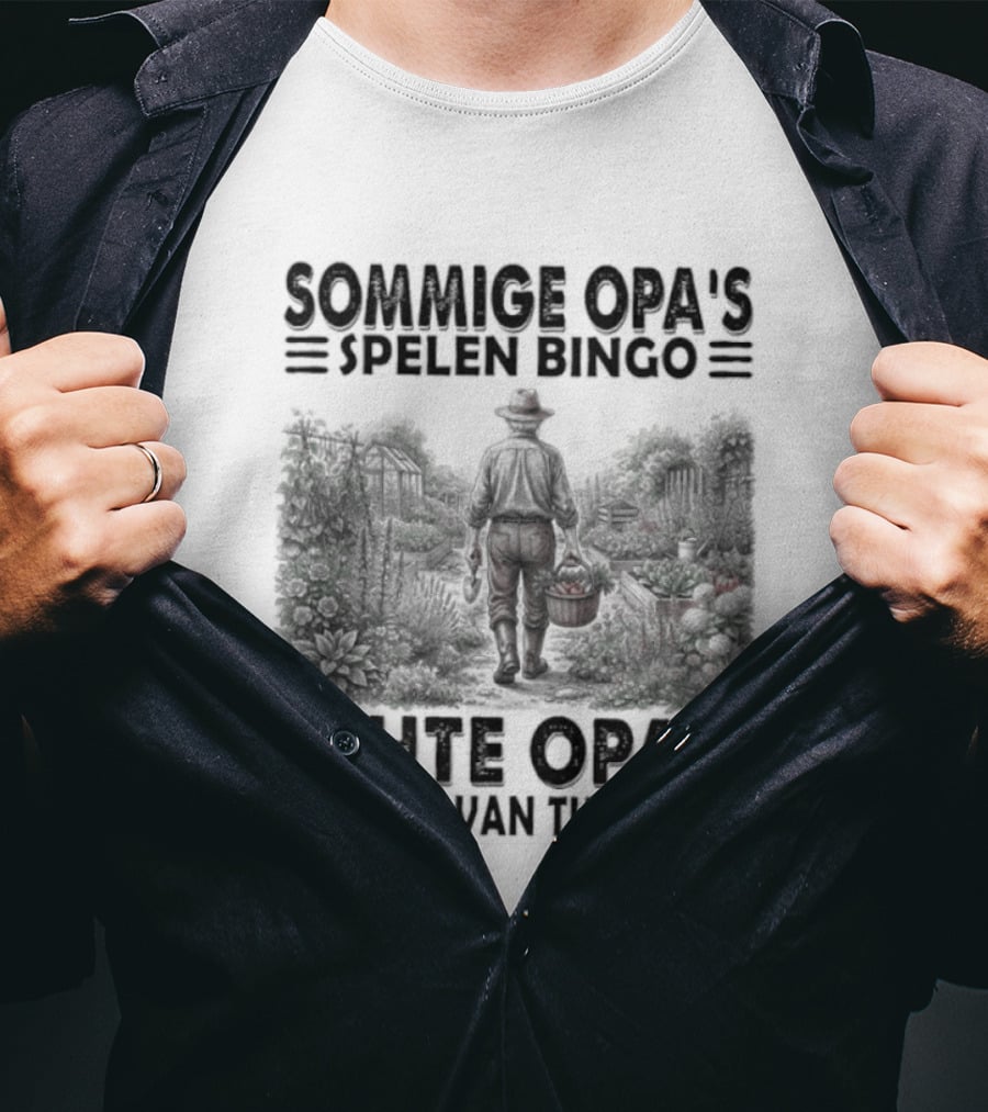 Sommige Opa's Spelen Bingo Echte Opa's Houden Van Tuinieren Tuinman Silhouet Achtergrond T-Shirt