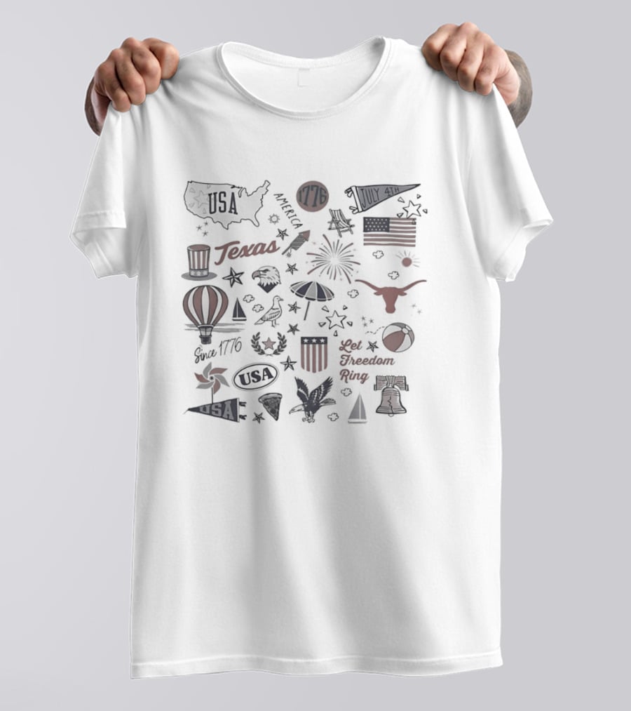 Texas Longhorns Let Freedom Ring USA 250th Celebration T-Shirt